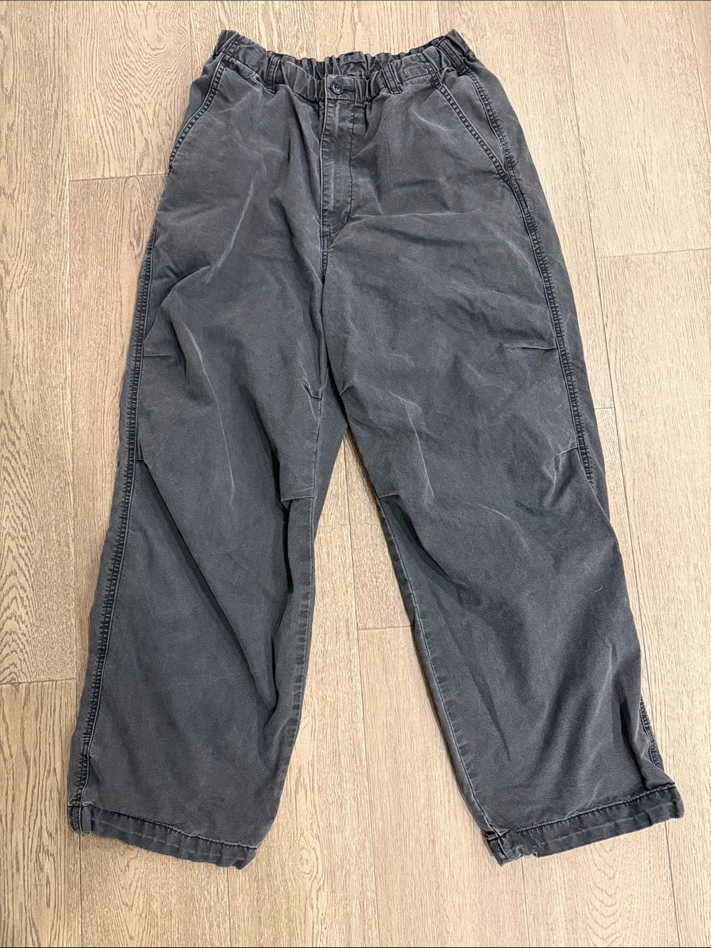 UNIQLO Washed Black Casual Elastic Waist Pants